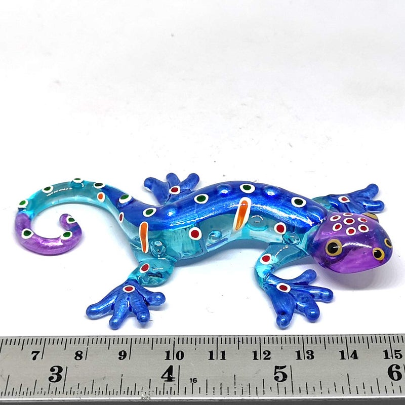 ZOOCRAFT Glass Gecko Figurine Blue Miniature Hand Blown Lampwork Animal Statue Decor - Image 5